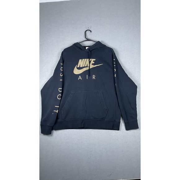 Nike Air Hoodie Mens Large Black Just Do It Pullover Swoosh Kangaroo Pocket - Picture 1 of 9